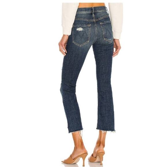 MOTHER The Insider Crop Step Fray Size 28 Wicked Wildflower Dark Wash Bootcut - Picture 3 of 13